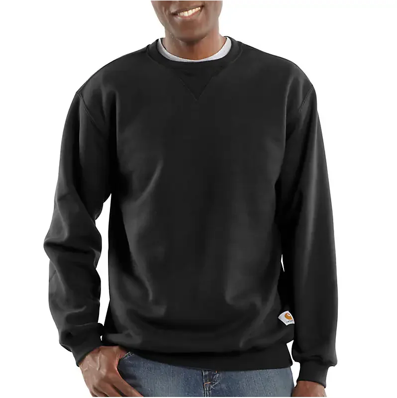 men's cotton fleece hoodie sweatshirt -K124 Loose Midweight Crewneck Sweatshirt - Black