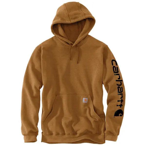 men's hoodie sweatshirt for winter sports -K288 Loose Fit Midweight Logo Sleeve Graphic Hoodie - Carhartt Brown