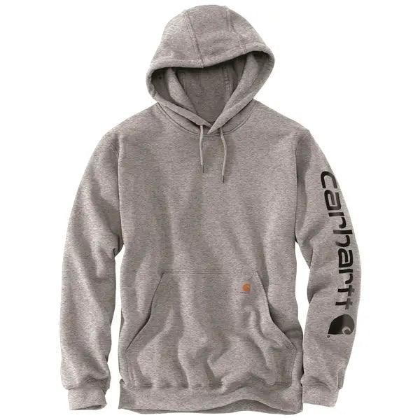 men's zip-up fleece hoodie sweatshirt -K288 Loose Fit Midweight Logo Sleeve Graphic Hoodie - Heather Grey