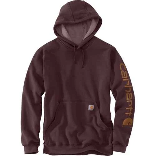 men's hooded sweatshirt for school -K288 Loose Fit Midweight Logo Sleeve Graphic Hoodie - Port