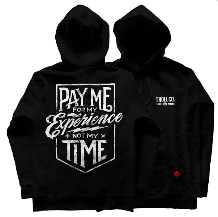 men's stylish zip-up hoodie sweatshirt -Pay Me Hoodie - Black