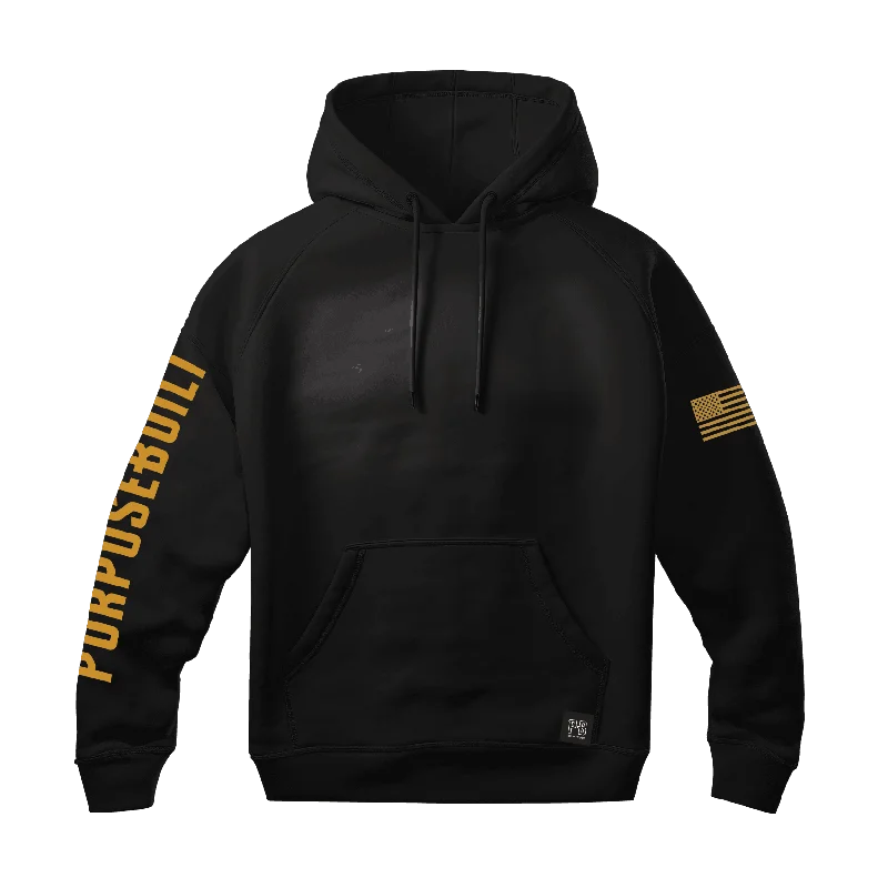 men's versatile hoodie sweatshirt -PB Logo Hoodie, Black & Tan