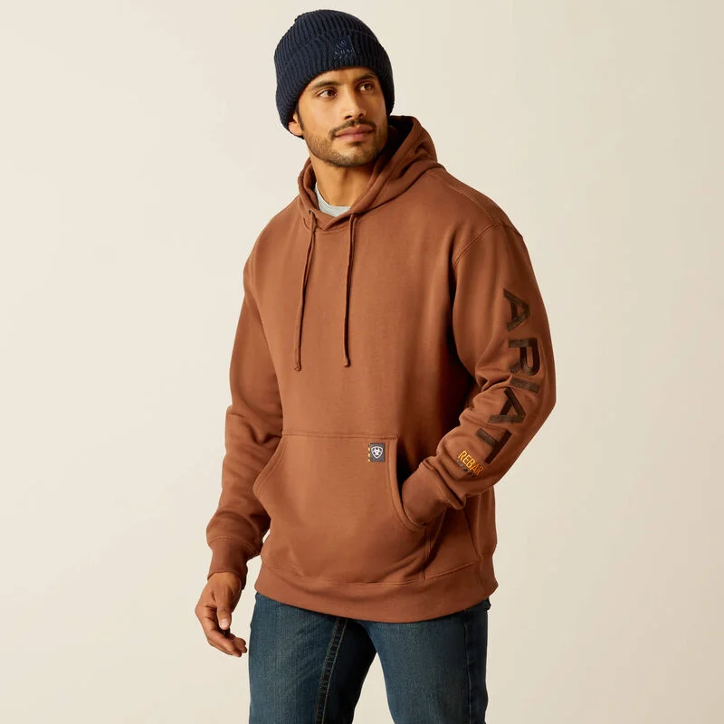 men's casual zip-up hoodie sweatshirt -Rebar Graphic Hoodie - Aztec/Coffee Bean