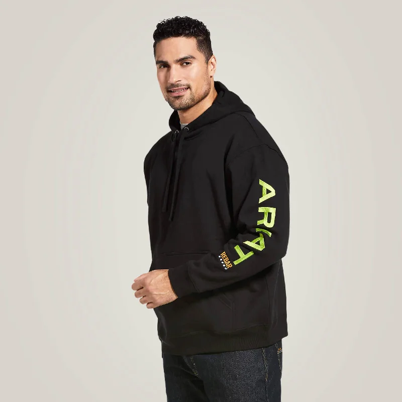 men's versatile hoodie sweatshirt -Rebar Graphic Hoodie - Black / Lime