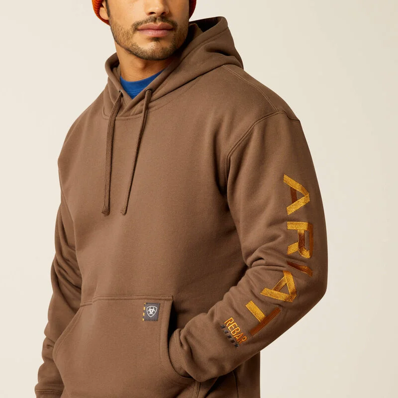 men's hoodie sweatshirt for skiing -Rebar Graphic Hoodie - Chocolate Chip/Golden Brown