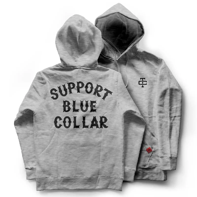 men's hoodie sweatshirt with drawstrings -Support Blue Collar Hoodie - Nickel