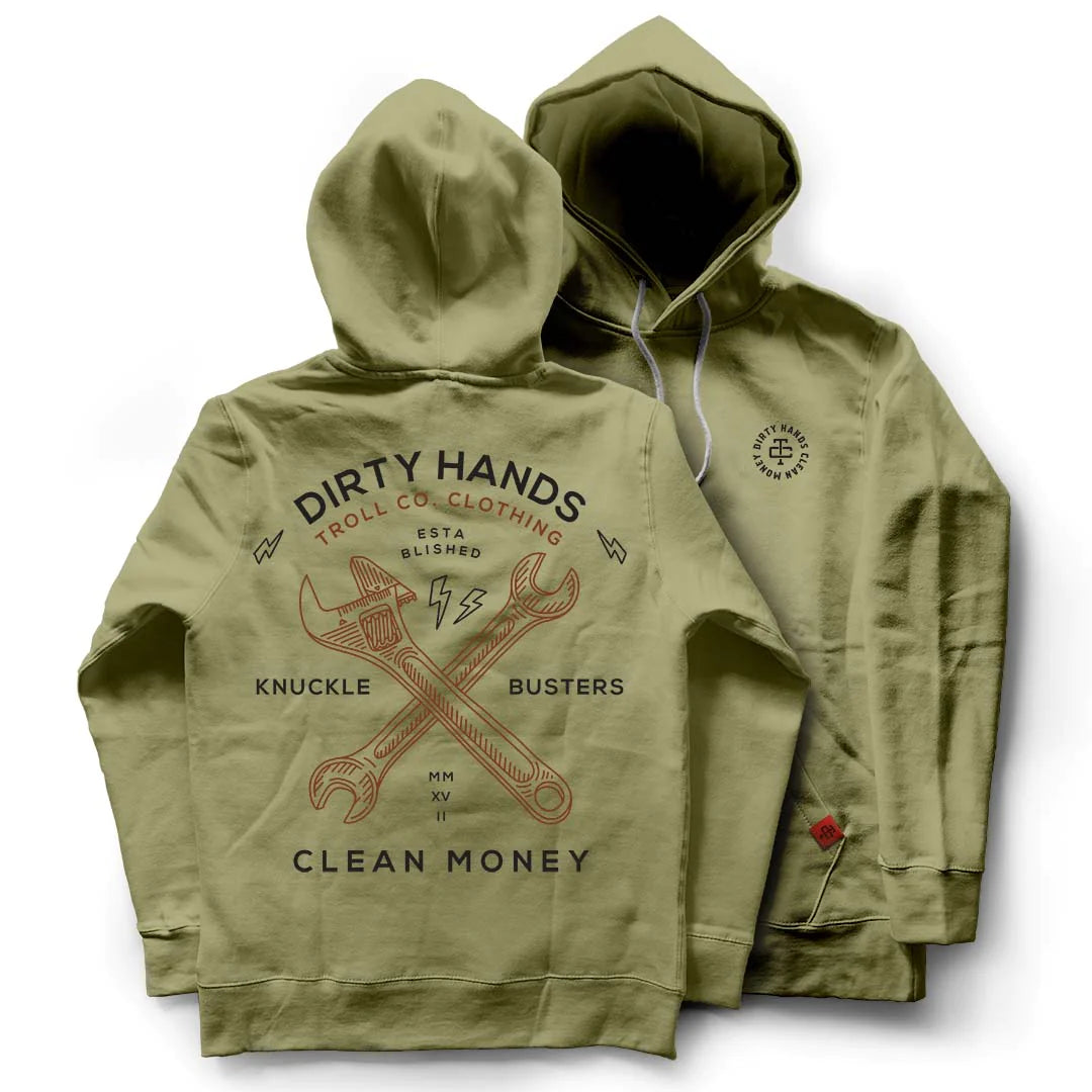 men's outdoor hoodie sweatshirt -Twisting Wrenches Hoodie - Green