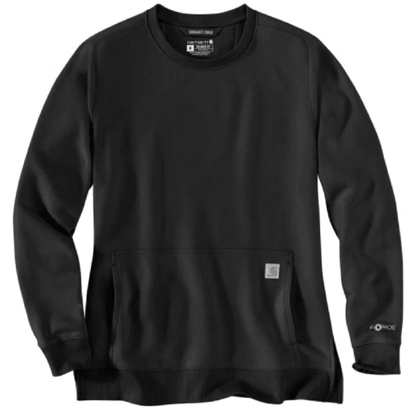 men's hoodie sweatshirt for warmth -Women's Long Sleeve Force Crew Sweatshirt - Black