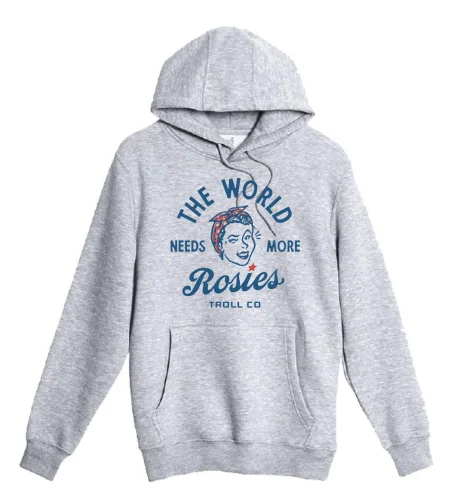 men's workout hoodie sweatshirt -Women’s Retro Rosie Hoodie, Heather Grey