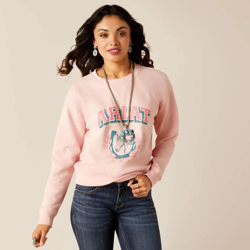 men's hoodie sweatshirt for fall -Women's College Sweatshirt - Blushing Rose